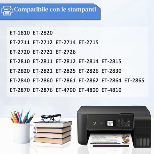 SHUOLEI 104 Ink Compatible with Epson 104 Ink Bottles Multipack for ET-1810 ET-2810 ET-2811 ET-2812 ET-2814 ET-2815 ET-2820 ET-2821 ET-2825 ET-2826 ET-2826 ET-4800 (38p, 2bk c m y)