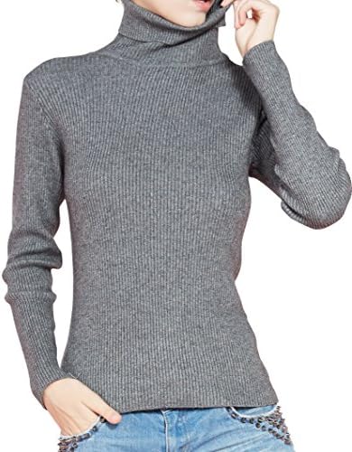 LONGMING Women's Cashmere Turtleneck Sweater Slim-fit Long Sleeve Winter Pullover Tops