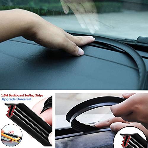 Shopline 1.6m Car Windshield Dashboard Sealing Strip, U Type Rubber Noise Insulation Soundproof Anti-dust Seal Strip Edge Part