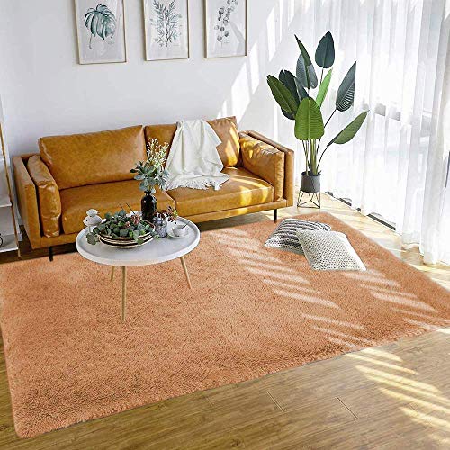 Shaggy Teppich wohnzimmer Kunstfell Fell Fellimitat Teppich Bettvorleger Sofa Matte Super weich Teppich für Wohnzimmer Schlafzimmer Kinderzimmer Auto Esszimmer Fluffy Kindermatte (120 x 160 cm, Braun)