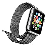 Lumina Apple Watch Band with Magnetic Lock-Lumina Milanese Style Watch Loop Stainless Steel Bracelet Strap Band-No Buckle Required-Black