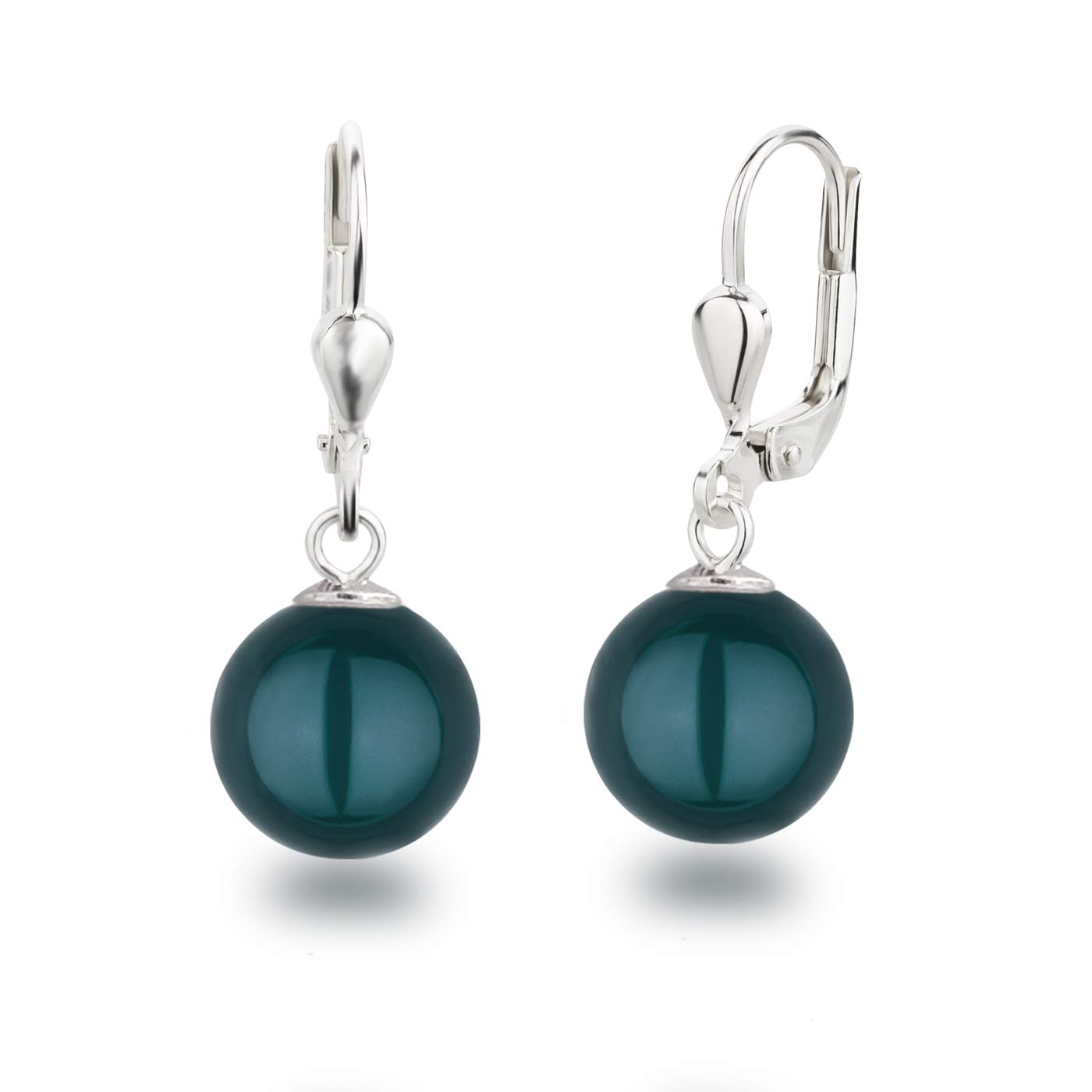 Schöner-SD 925 sterling silver dangle pearl earrings for women Tahiti-Green