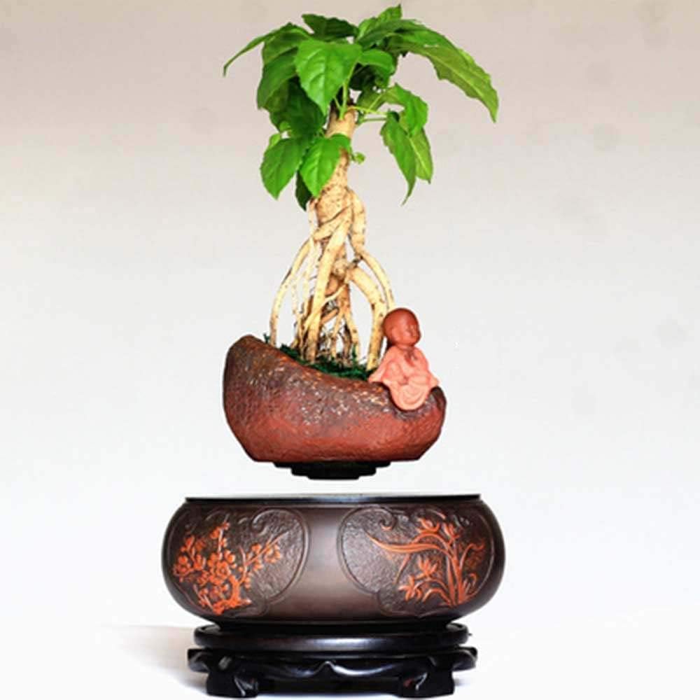 GOHHK Portable Magnetic Levitation/Air Plants/Levitating Flower Pots/Office Decorations/Floating Desk/Bonsai Pots/Home Decoration/Magnetic