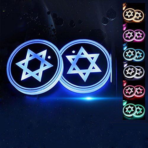 KINDAFLY 7 Colors 2pcs LED Cup Holder Lights, 2.7-Inch LED Light Cover Cup Holder Bottom Pad Cover Light Car Interior Decoration Universal Trimmed for Sedan, SUV, Truck, Camper