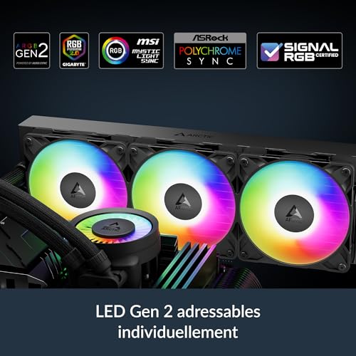 ARCTIC Liquid Freezer III Pro 420 A-RGB - AIO CPU Cooler, 3 x 140 mm Water Cooling, 38 mm Radiator, PWM Pump, VRM Fan, for AMD AM5/AM4, Intel LGA1851/1770 Contact Frame - Black