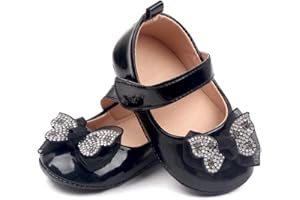 SABATUTU Infant Baby Girls Princess Wedding Dress Mary Jane Flats,Toddler Soft Sole Prewalker Sparkly Lightweight Shoes