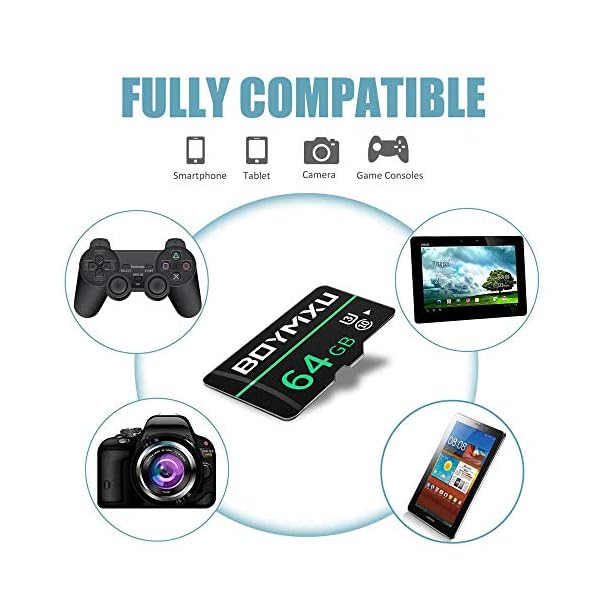 BOYMXU TF Speicherkarte 64 GB, Speed TF Karte mit Adapter, U3 Speicherkarte bis zu 90 MB/s, High Speed Speicherkarte… – Bild 5