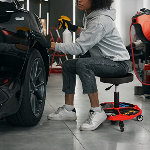PowerSmart Heavy Duty Rolling Garage Chair, Adjustable Mechanic Seat