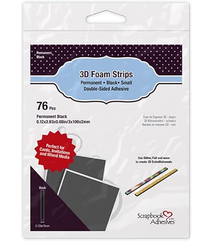 Craftelier Foam Adhesive Kit – 1600 Squares, 160 Strips & 18mm X 2m Tape – Double-Sided, 3 Thicknesses, Black