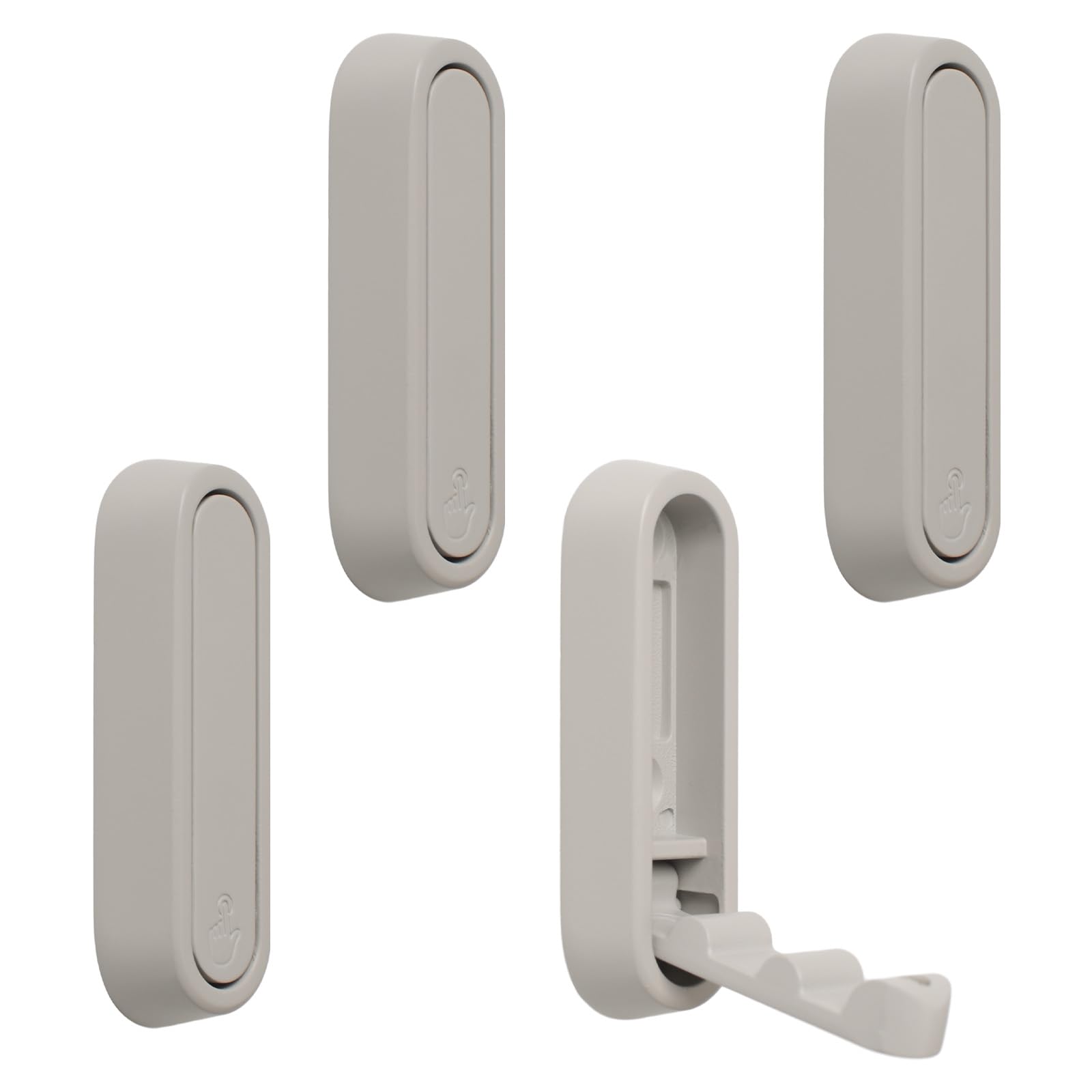 MOROBOR 4pcs Elliptical Folding Wall Hook, Zinc Alloy Folding Invisible Hooks Non-Slip Heavy Duty Foldable Coat Hook Retractable Support Hooks for Hanging Towels Hats Bags (Gray)