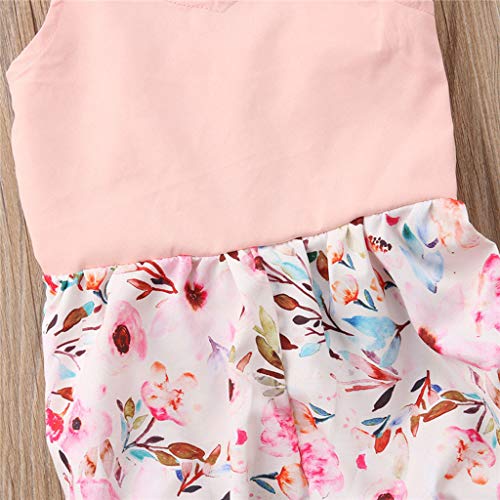 NUWFOR Toddlers Infant Baby Kids Sleeveless Straps Floral Romper Bodysuit Outfits(Pink,0-6 Months)