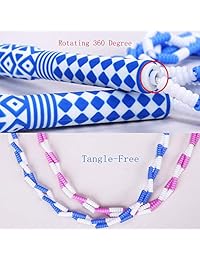 NicoSeeWonder - Cuerda de saltar ajustable para niños con cuentas de segmento, 2 unidades, sin enredos para niñas y niños