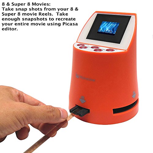 Wolverine-F2D-Mighty-20MP-7-in-1-Film-to-Digital-Converter-for-135-35mm-Negative-Slides-110-126-127-Library-8mm-Super-8-Films-Worldwide-110V220V-Plus-3-Slide-Trays-Orange-Bundle