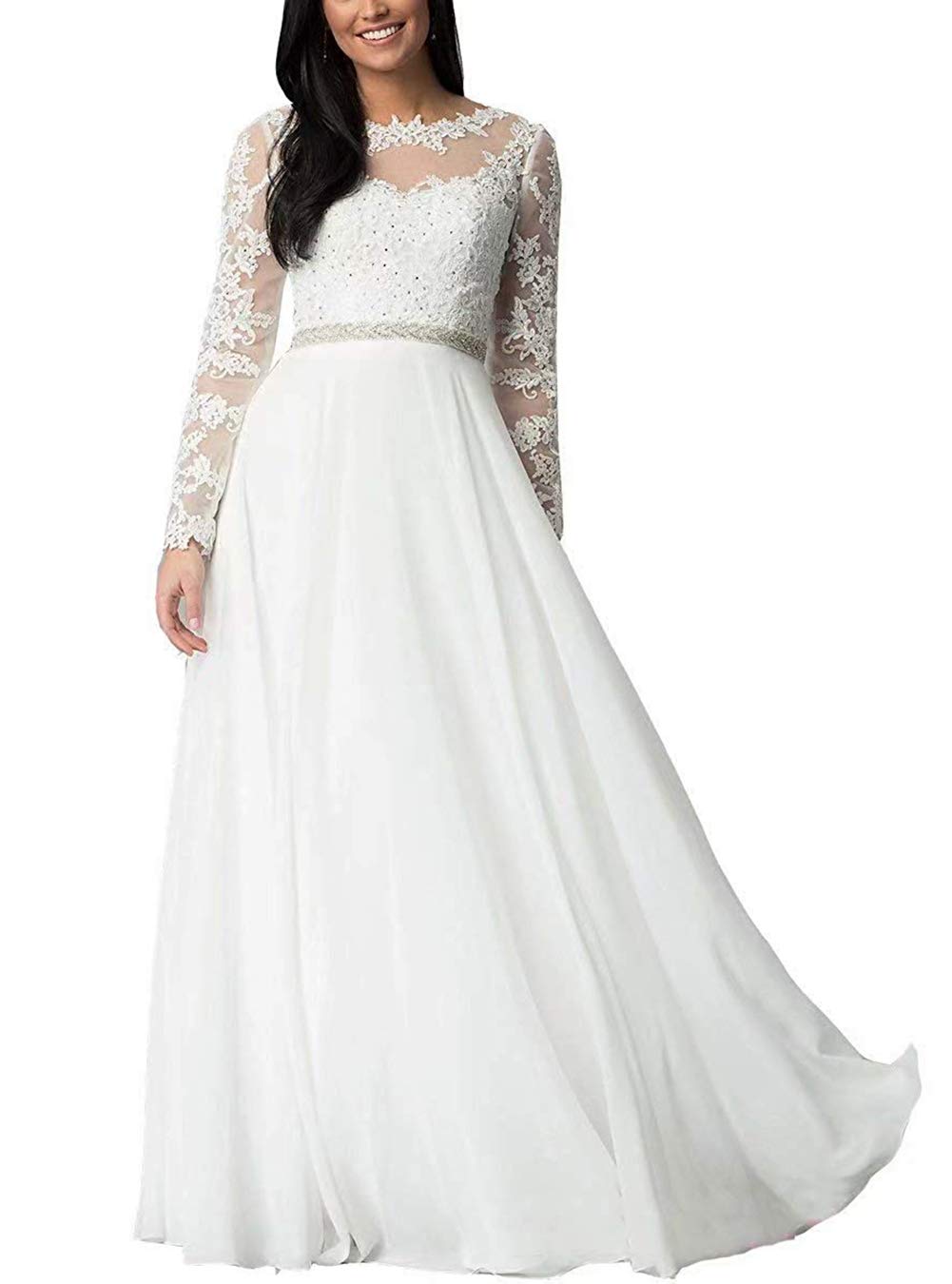 UGLY Womens Long Sleeve Bridesmaid Dresses Beaded VBack Formal Dress UG108