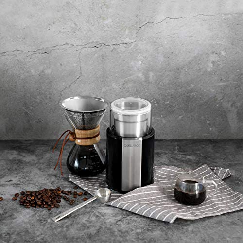 QUELLANCE Electric Coffee Grinder, Stainless Steel Blades Coffee and Spice Grinder with 2.5 Ounce Removable Cup, Powerful 200W Electric Mills for Most Efficient Grinding, Black - Thumbnail 7