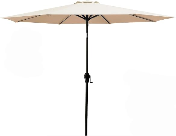 Amazon Com Meway 10ft Patio Umbrella Outdoor Umbrella With Push Button Tilt And Crank For Commercial Event Market Garden Deck Backyard Pool And Patio Table 10 Ft Beige Garden Outdoor