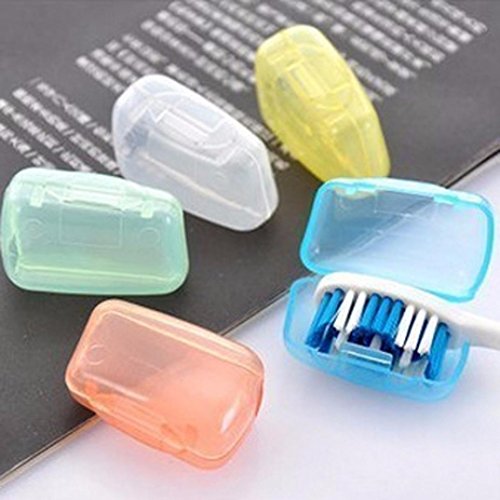 Anshinto 5 Piece Set Portable Travel Toothbrush Cover Wash Brush Cap Case Box Mini