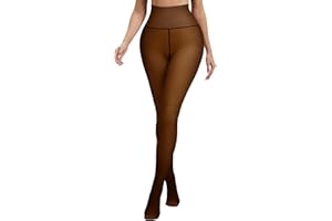 Miguofan Fleece Lined Tights Sheer Women Fake Translucent Warm Pantyhose Leggings Hight Waist Thermal Thick Tights