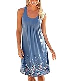 GAMT Casual Loose Mini Dress Printed Sleeveless Sundress for Women Beach