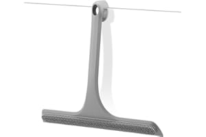 ZFLYCANP Shower Squeegee, 11 Inch Silicone Scraper with Built in Hook, All-Purpose Silicone Squeegee, Sticky Surface, Stainle