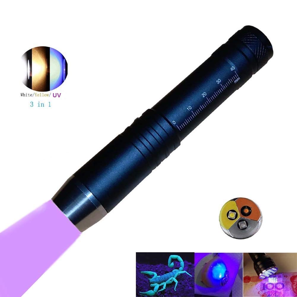 Led Uv Flashlights 3 In 1 Ultraviolet Lights Jewelry Gemstone Inspection Lights Gem Current Authenticate Flash Light Stains Detector Torch