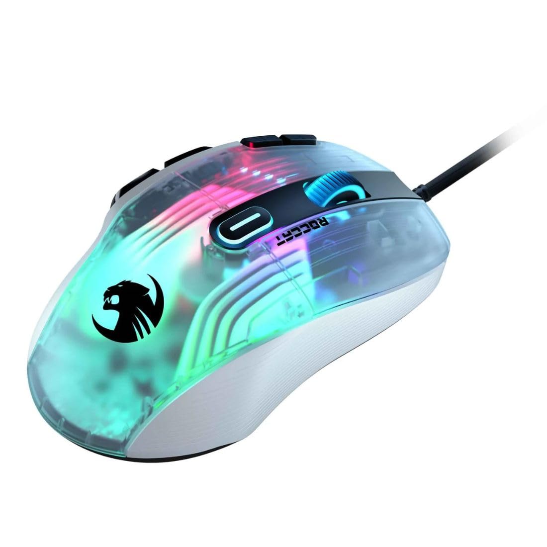 ROCCAT Kone XP PC Gaming Mouse with 3D AIMO RGB Lighting, 19K DPI Optical Sensor, 4D Krystal Scroll Wheel, Multi-Button Design, Wired Computer Mouse - White