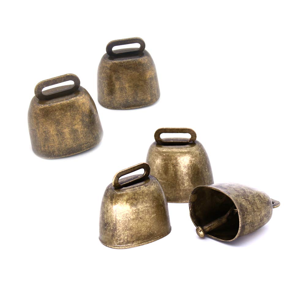 Fatiya 5 pack Grazing Copper Bells, Metal Cow Bells for Dogs, Animal Copper Loud Bronze Bell, Small Brass Bell, for Cow Horse Sheep Cats Small Pets Anti-Theft Accessories (Bronze)