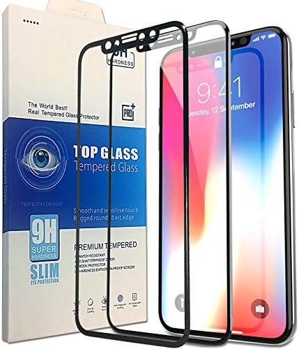 ME Screen Protector For iPhone X[2-Pack], Most Advanced NEW Tech with 3D Full Frame And High Sensitivity, [Anti Scratch][9H Hardness All HD Screen Tempered Glass][Easy Bubble Free Install](Black)