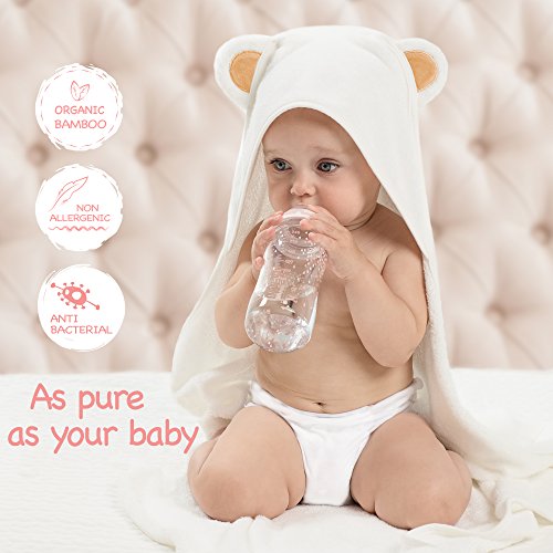 image for Bahama Mama Organic Bamboo Baby Bath Towels - Set with Washcloth - Pre