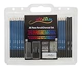 Atziloose Art Supplies Drawing Pencils 26 Piece Drawing Pencil and Charcoal Art Kit Christmas Gifts