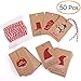 KUUQA 50 Pieces Kraft Paper Christmas Note Tags for Christmas Note Tags Wrapping Label with Hanging Rope, 5 Different Design
