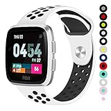 Compatible for Fitbit Versa | Soft Silicone Replacement Sport Band for New Fitbit Versa Smart Watch (White/Black, Small)