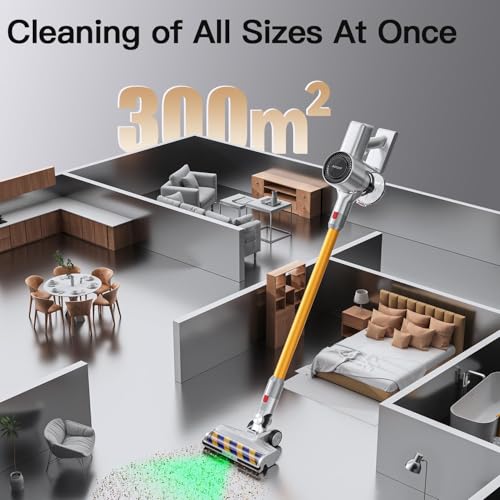 Airbot Cordless Vacuum Cleaner with Laser Dust Detection 25000Pa Suction 1L Dust Capacity Five-Layer HEPA Filtration Carpet and Hard Floor Portable Handheld Wireless Vacuum Cleaner 40min