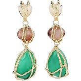 Resin Dangle Drop Earrings for Women Handmade Beaded Teardrop Gold Statemnet Dangle Earrings Irregular Geometric Acrylic Earrings Bride Wedding Party Accessories