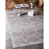 Unique Loom Trellis Frieze Collection Lattice Moroccan Geometric Modern Light Gray Area Rug (8