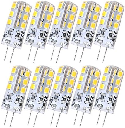 Gorexzone G4 Base LED Bulb 24 LED 3014 SMD Dimmable 12V 100LM bright 1.5W DC Halogen Replacement G4 LED lights Bulb Lamps Warm White (Pack of 10)