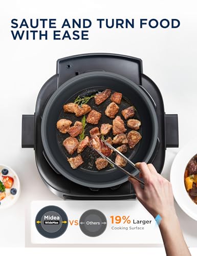 Olla a presión eléctrica Midea WideMax 12 en 1, 6,5 cuartos, 12 preajustes, olla de cocción lenta programable multifuncional, olla arrocera, vaporera, sartén, pastel, yogur, calentador y más