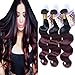 Kapelli Hair Ombre Hair Extensions Ombre Brazilian Body Wave Virgin Hair 2 Tone T1B/99J Black to Burgundy Human Hair Weave 3 Bundles