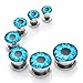 PiercingJ 2-6pcs 6G-1/2 Punk Stainless Steel Blue Evil Eye Life Tree Screw Tunnel Plug Ear Expander Stretcher Piercing Gauge