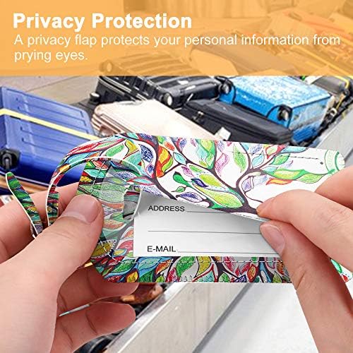 2 Pack Luggage Tags, Fintie PU Leather Name ID Labels with Privacy Cover for Travel Bag Suitcase (Love Tree) 6 2 Pack Luggage Tags, Fintie PU Leather Name ID Labels with Privacy Cover for Travel Bag Suitcase (Love Tree)