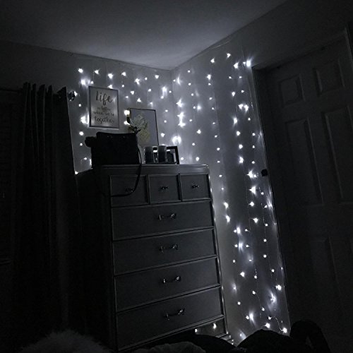 Icicle Curtain Lights, 8 Modes, 306 LED Cutest Fairy String Lights Indoor Outdoor Wall Background Decorative Lights for Wedding/Festival/Party/Garden/Home Christmas Decorations (Cool white) - Thumbnail 2