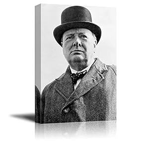 Portrait of Winston Churchill - Inspirational Famous People Series | Giclee Print Canvas Wall Art. Ready to Hang - 12"x18"