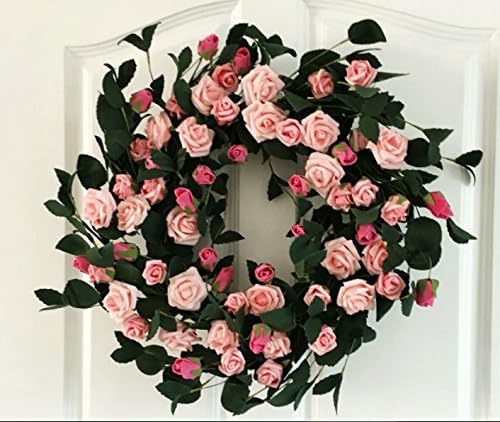 URTop 1Pcs 45cm Diameter Silk Artificial Rose Flowers Door Hanging Garland Ornaments Wreath Garland Home Door Decoration Festival Christmas Party Flower Wedding Gift