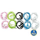 Gadget.Cool 3.5mm Color Earphones - 10 Pairs Wholesale Bundle, 8 Assorted Colors, Standard Sound Quality, Soft Silicon Ear-tips, No Tangle Design, Compatible with 3.5mm Audio Jack (10pcs)