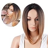 Stylish Ombre Blonde Short Wavy Bob Wigs For Black Women Synthetic Curly Hair Wigs (Ombre Blonde)
