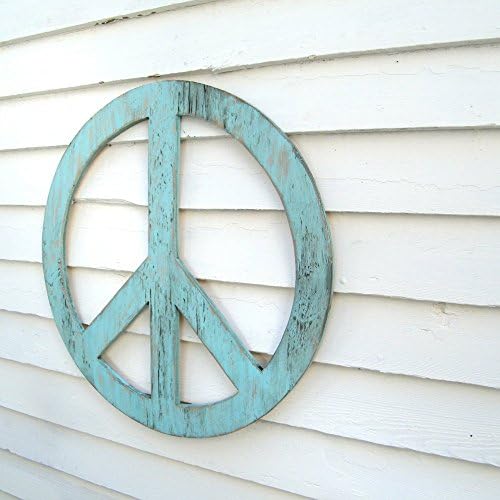 24" Big Peace Sign Boho Decor, Rustic Wooden, Shabby Chic