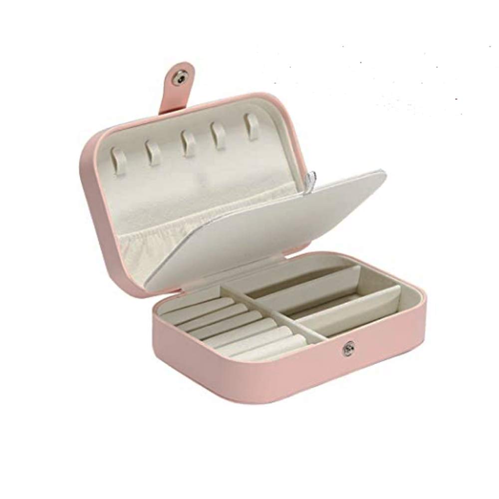 AUGUT Coqlycot Mini Jewellery Box Organizer PU Leather Travel Jewelry Storage Case Portable Jewelry Box for Rings,Earring,Necklaces Jewelry Organiser Gift for Her Girl Wife Mother Women (Pink)