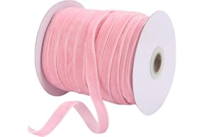 Abbaoww 50 Yards Vintage Pink Velvet Ribbon 3/8 Inch for Gift Wrapping Wedding Decoration DIY Project (Pink)