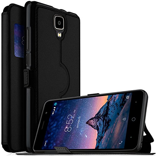 DOOGEE X10 case, KuGi ultra-thin SCW style PU Cover + TPU Back stand Case For DOOGEE X10 smartphone(Black)