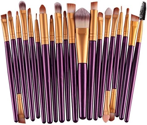 20pcs Eye Makeup Brushes Set Eyeshadow Blending Brush Powder Foundation Eyeshadading Eyebrow Lip Eyeliner Brush Cosmetic Tool (purple gold)
